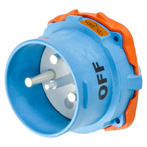 63-98076 - DSN150 INLET POLY BLUE SIZE 5 TYPE 4X IP 69 2P+N+G 150A 125/250 VAC 60 Hz NO AUX